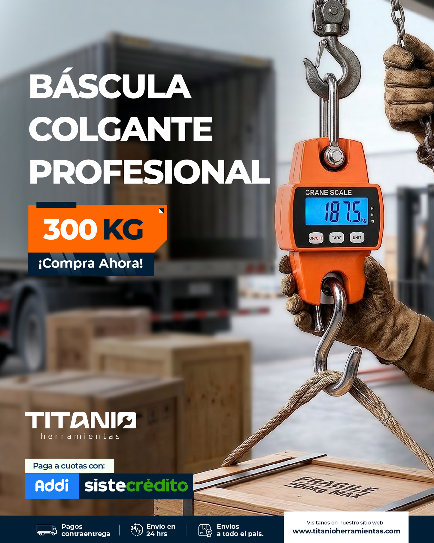 Dinamómetro Báscula de Colgar 300kg