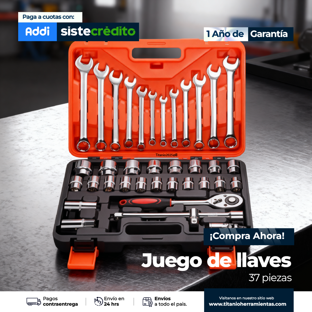 Juego de Llaves de Trinquete 37 Piezas