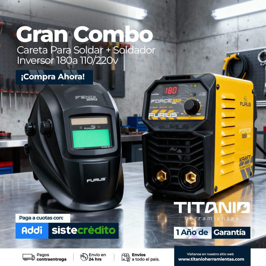 Combo Careta para Soldar y Soldador Inversor Furius Mini Fix
