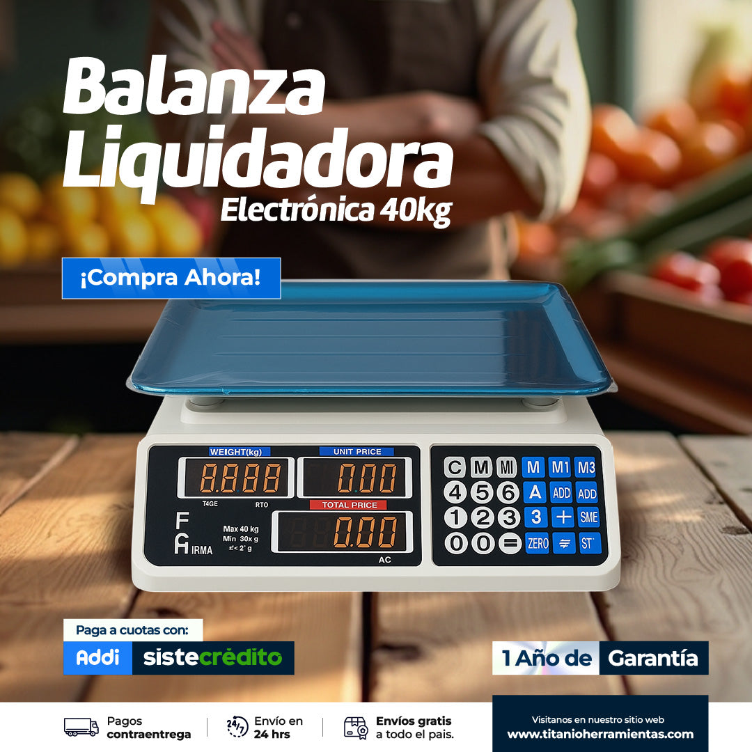Balanza Liquidadora Electrónica 40kg Digital Gramo En Gramo