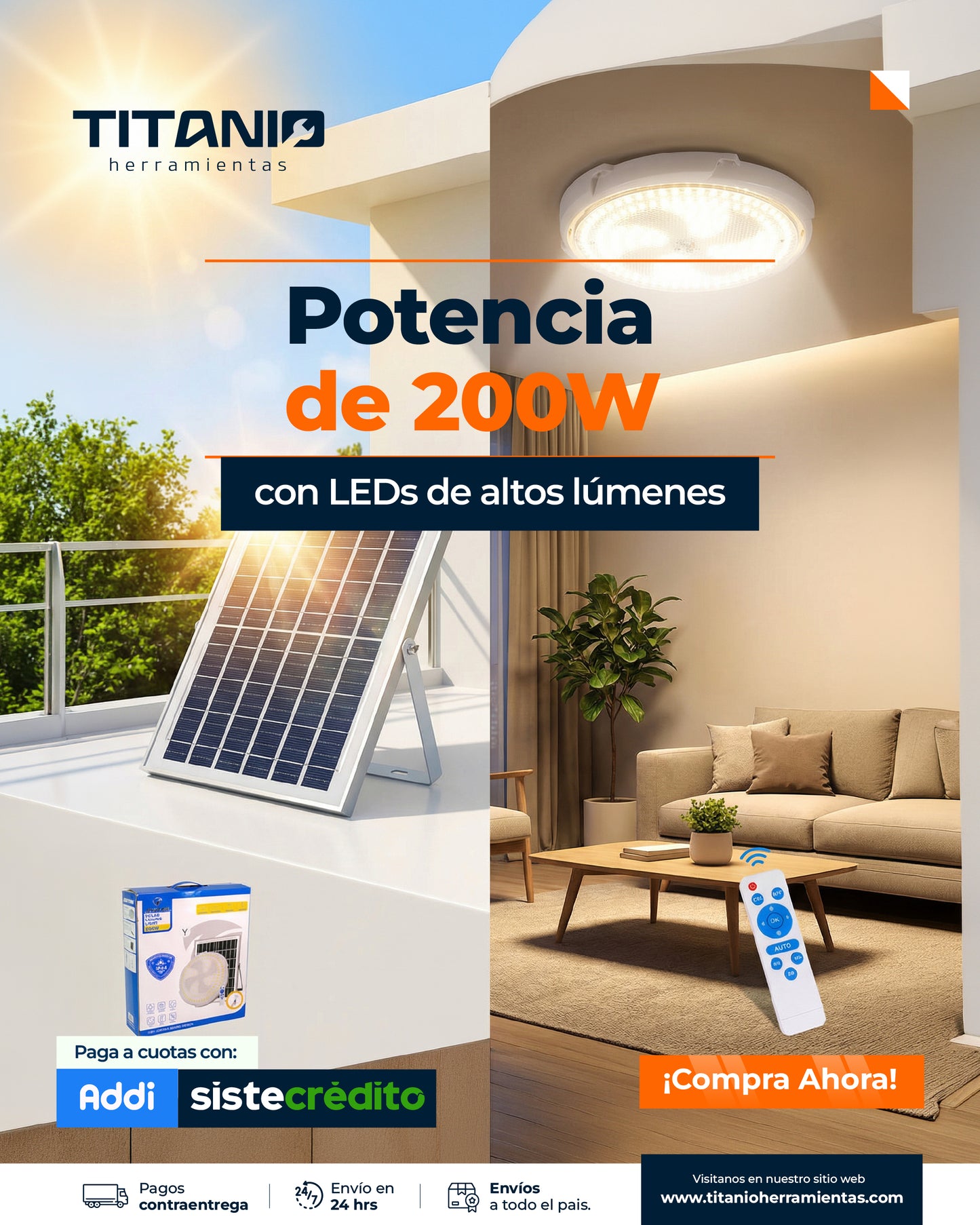 Panel Led Solar Exterior 200W A Control Remoto