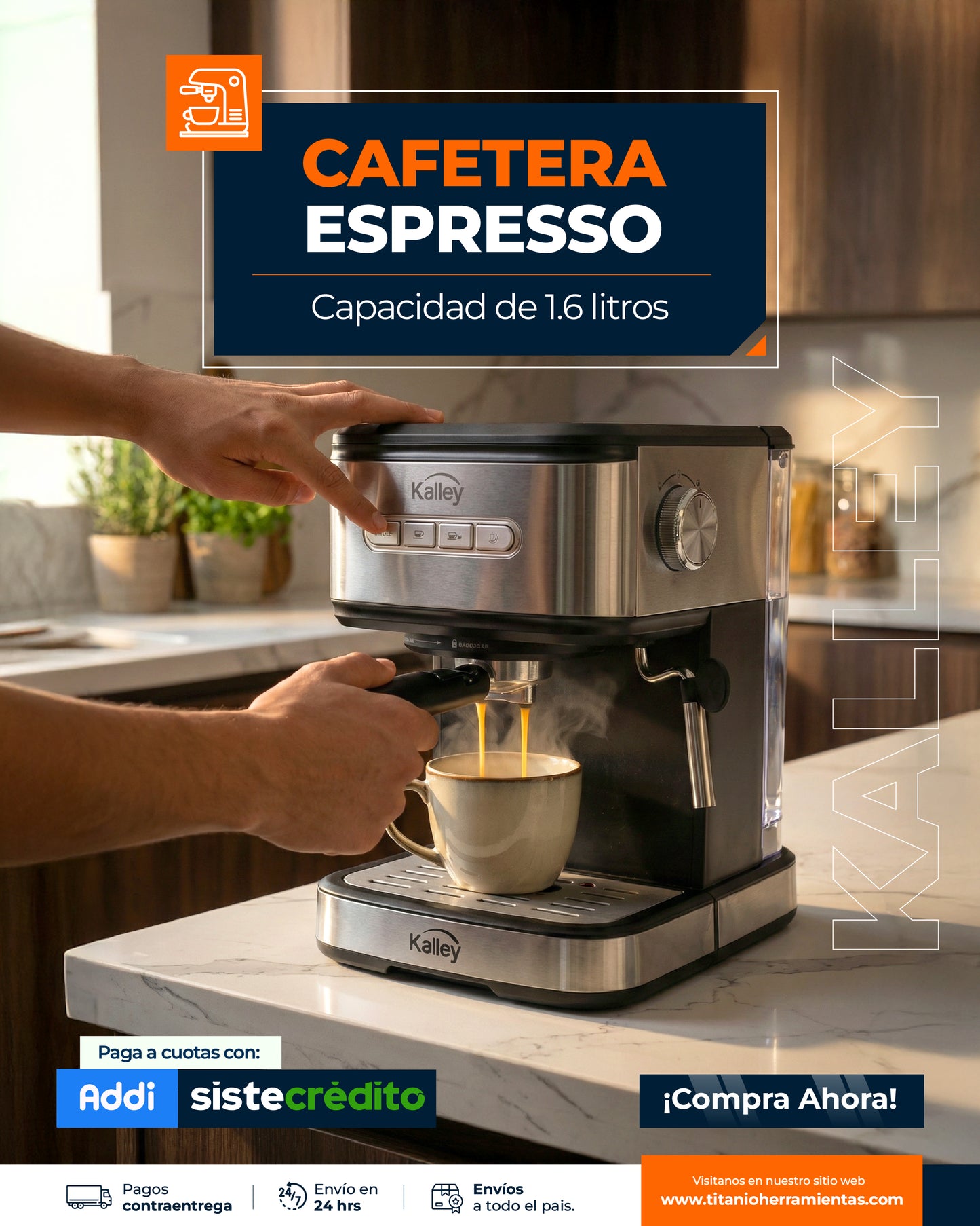 Cafetera Expresso 1.6 L Kalley