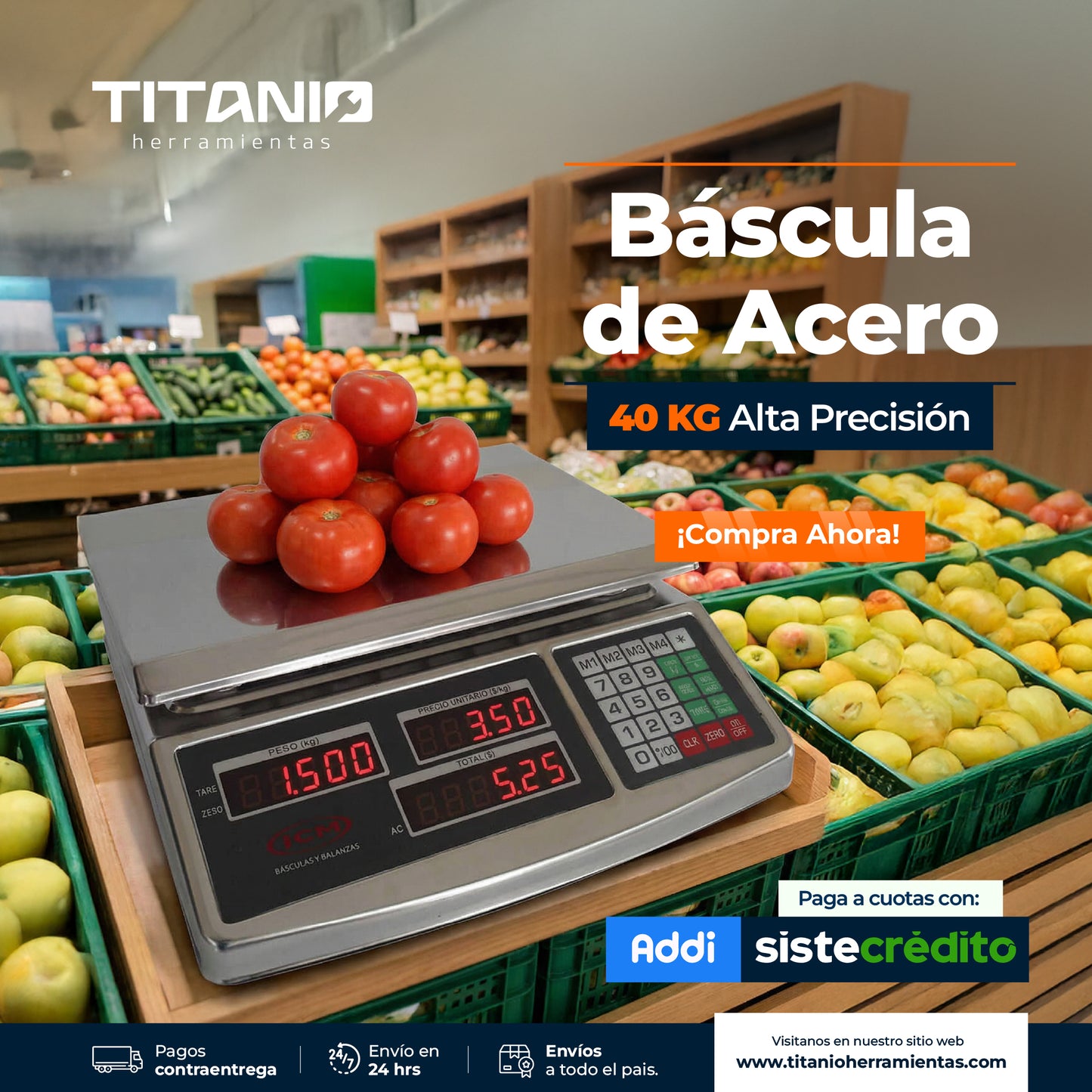 Balanza comercializadora en Acero Inoxidable 40 kg