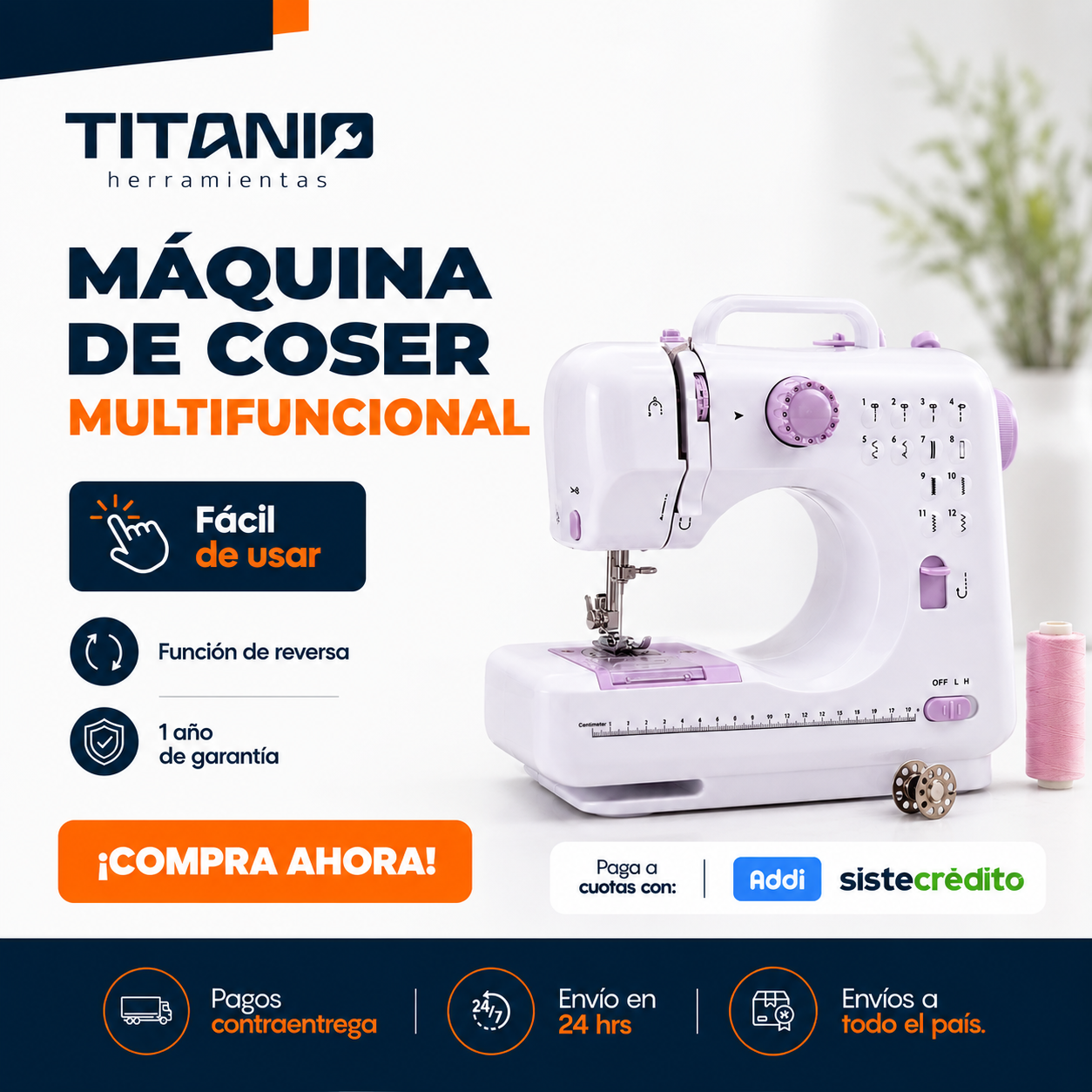 Maquina de Coser Portátil | 12 Puntadas + Luz integrada