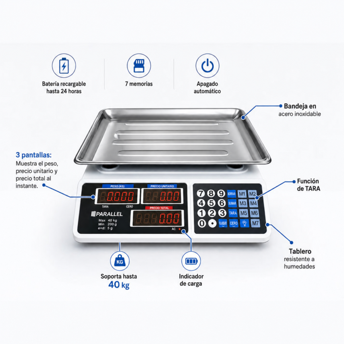 Balanza Liquidadora Electrónica 40kg Digital Gramo En Gramo