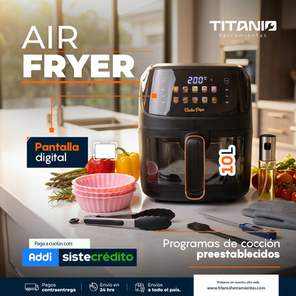 Freidora De Aire Olla Air Fryer 10 Litros Táctil + Parrilla