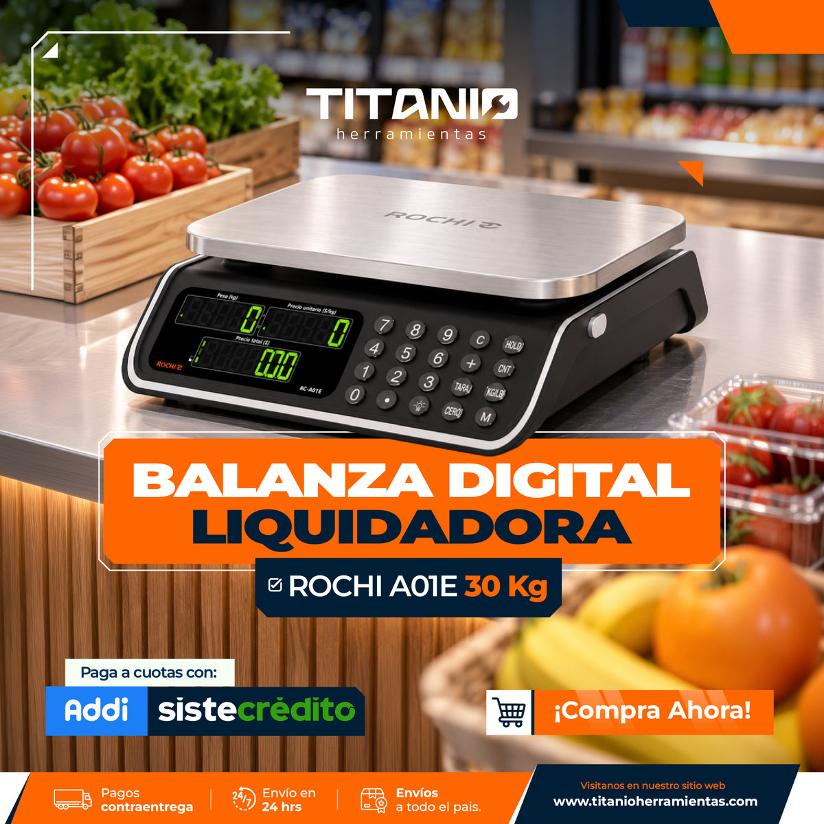 Báscula Comercial ROCHI A01E de Alta Precisión 30kg