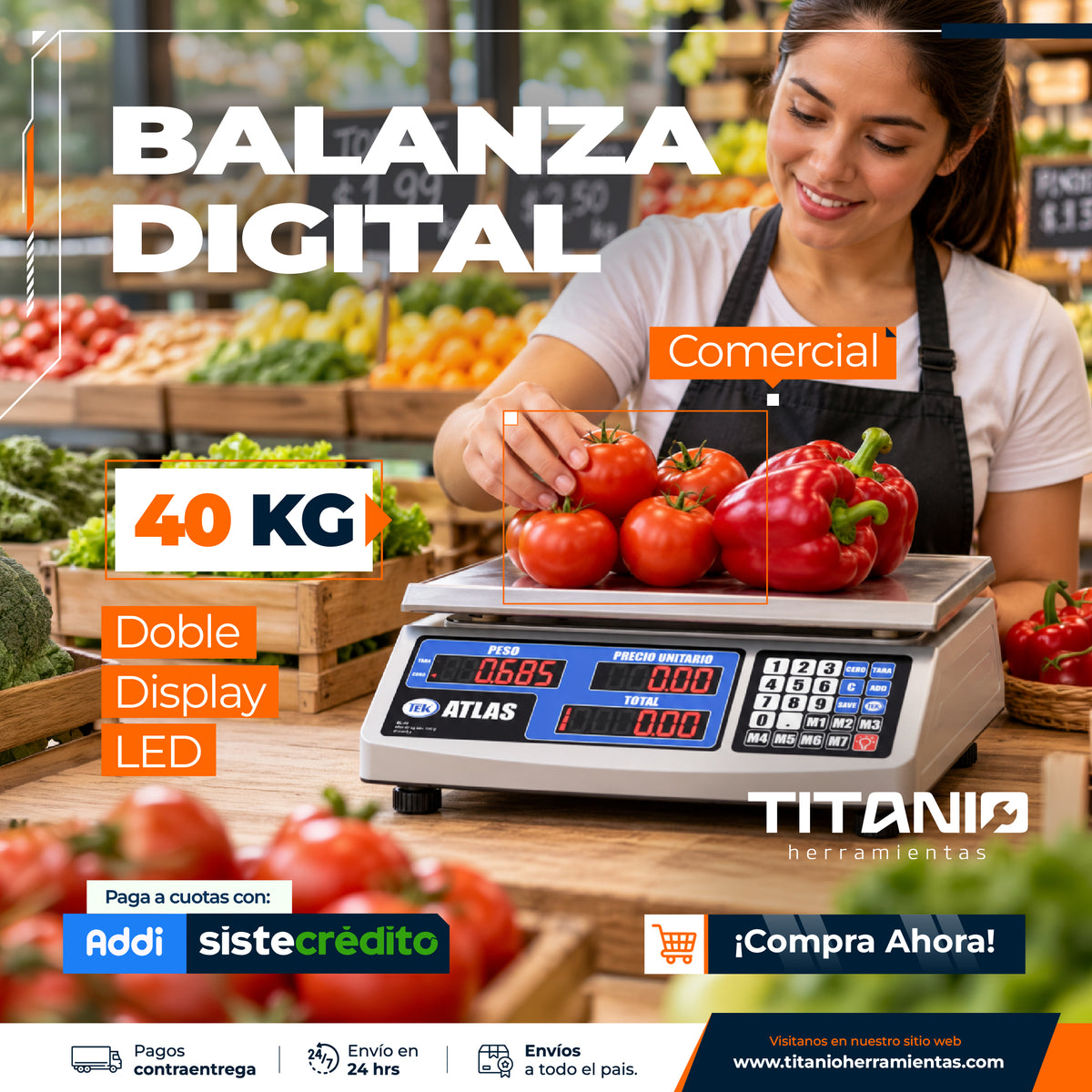 Balanza Electrónica Liquidadora ATLAS TEK 40 Kg