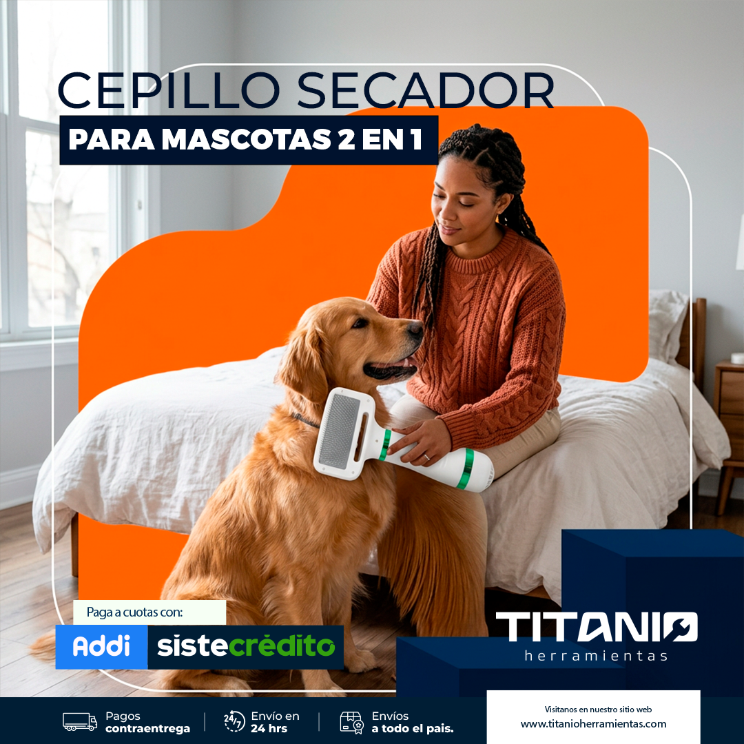 Cepillo Secador para Mascotas 2 en 1