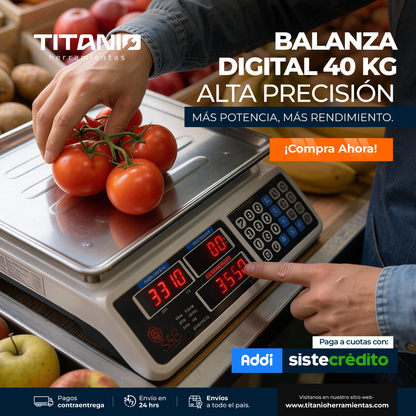 Balanza Digital 40Kg Acero Inoxidable