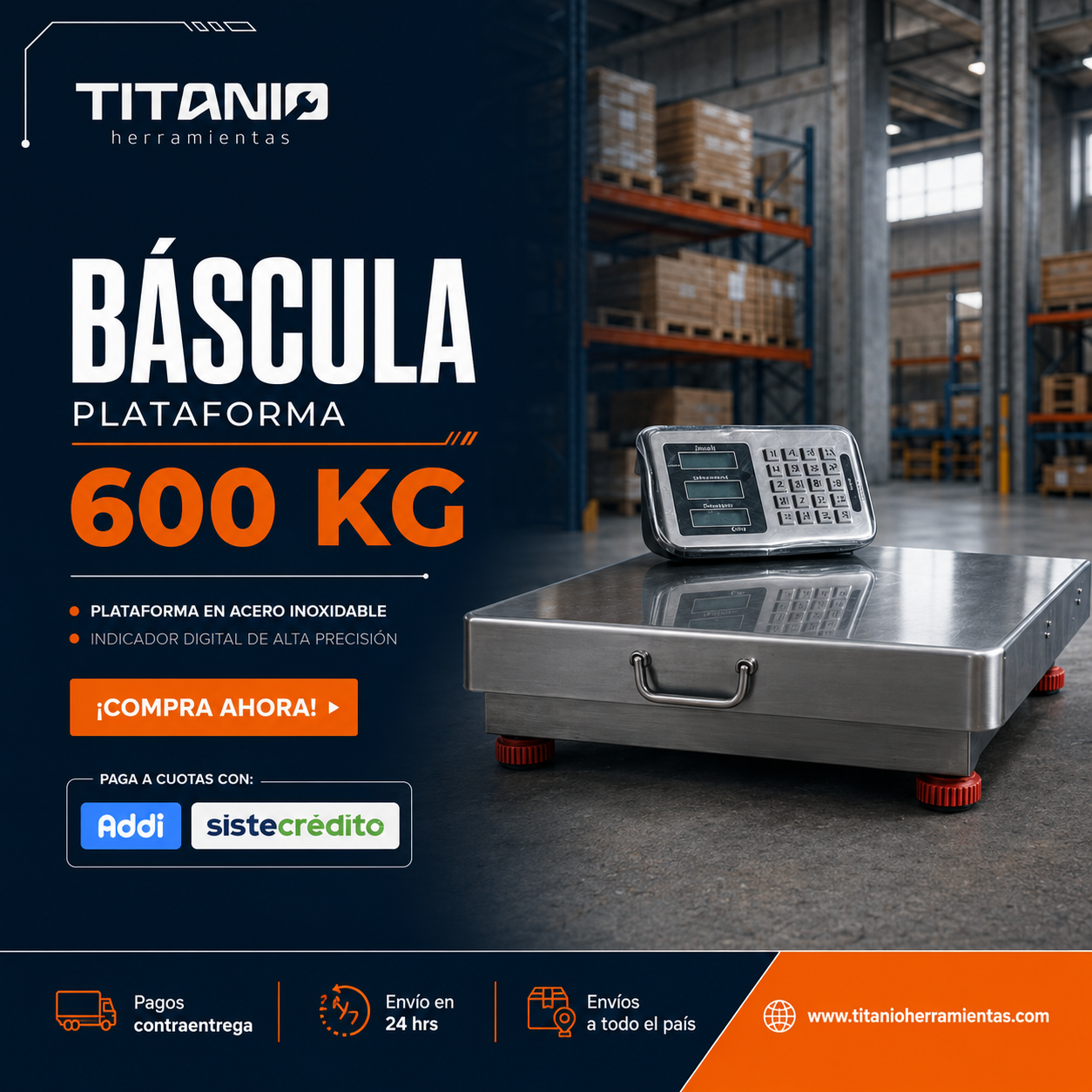 Báscula Digital 600kg Inalámbrica