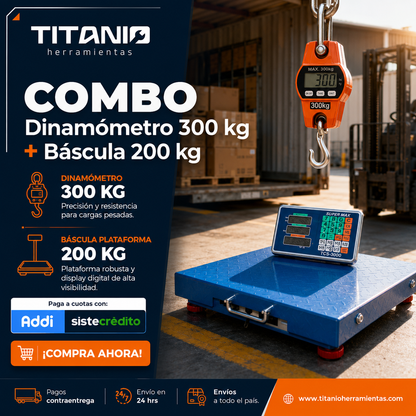 Combo: Balanza Inalámbrica 200 kg + Dinamómetro 300 kg