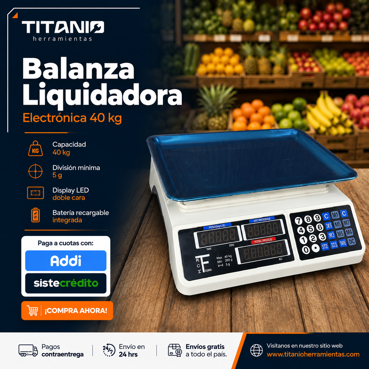 Balanza Liquidadora Electrónica 40kg Digital Gramo En Gramo