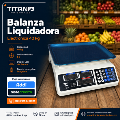 Balanza Liquidadora Electrónica 40kg Digital Gramo En Gramo