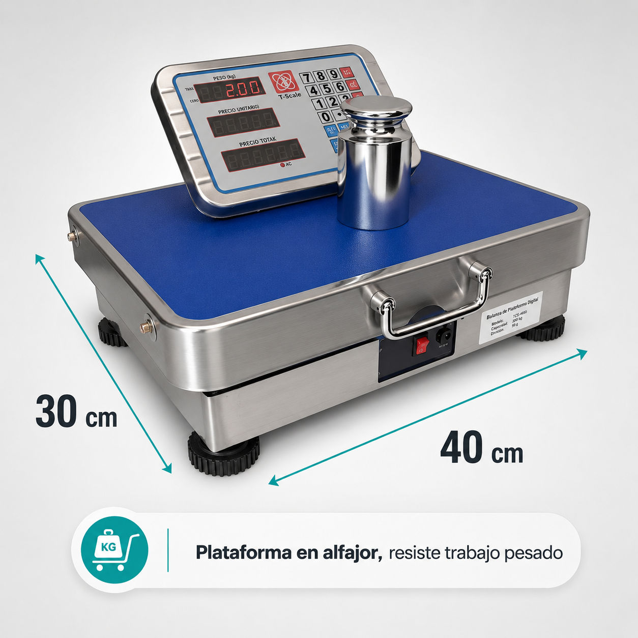 Báscula Digital de piso 200KG en acero recargable