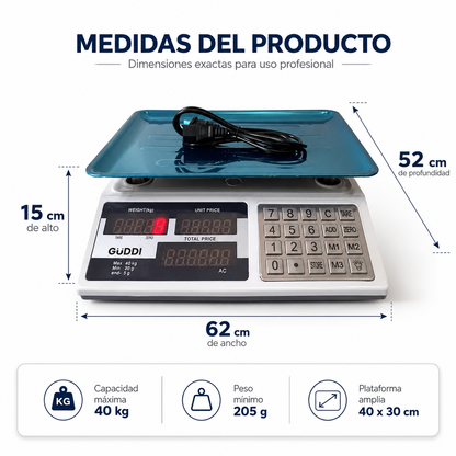 Bascula digital Inalámbrica de 40 Kg en Acero Inoxidable