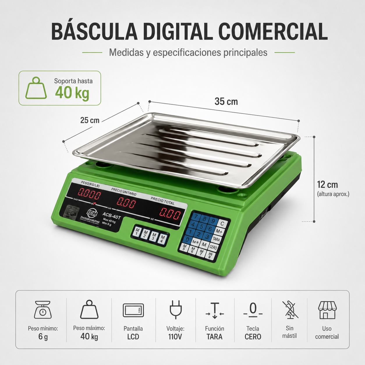 Balanza digital 40 kg electrónica