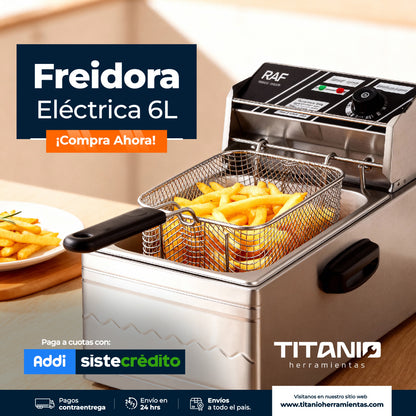 Freidora Eléctrica de Acero Inoxidable 6L Aceite