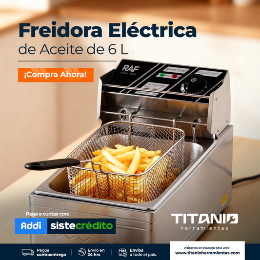 Freidora Eléctrica de Acero Inoxidable 6L Aceite