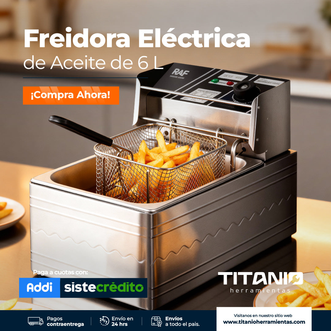Freidora Eléctrica de Acero Inoxidable 6L Aceite