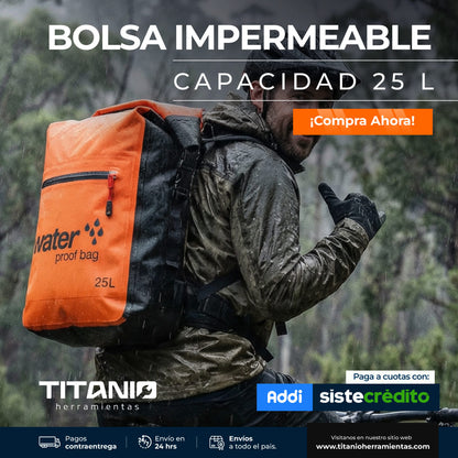 Mochila seca impermeable de 25 Lt con Separacion seco y húmedo
