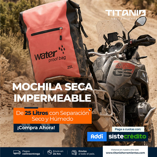 Mochila seca impermeable de 25 Lt con Separacion seco y húmedo