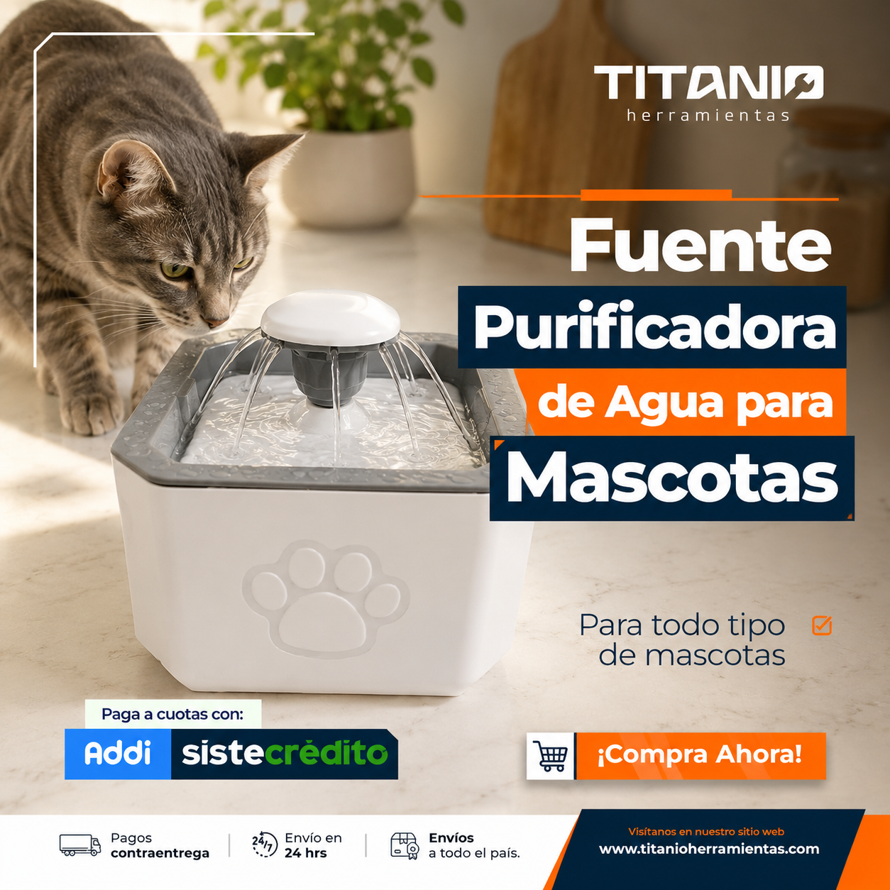 Fuente de Agua para mascotas con Filtro 2.5 L