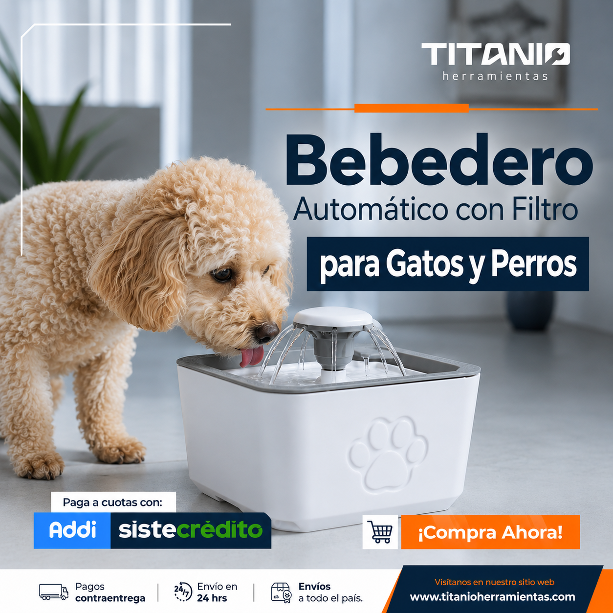 Fuente de Agua para mascotas con Filtro 2.5 L