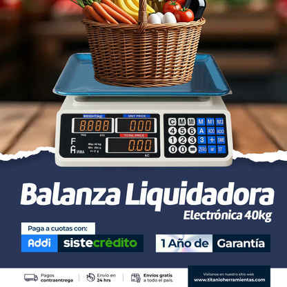 Balanza Liquidadora Electrónica 40kg Digital Gramo En Gramo
