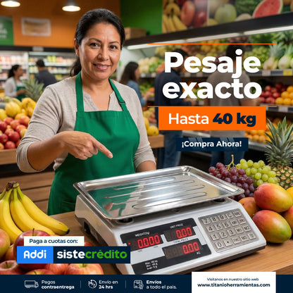 Bascula digital Inalámbrica de 40 Kg en Acero Inoxidable