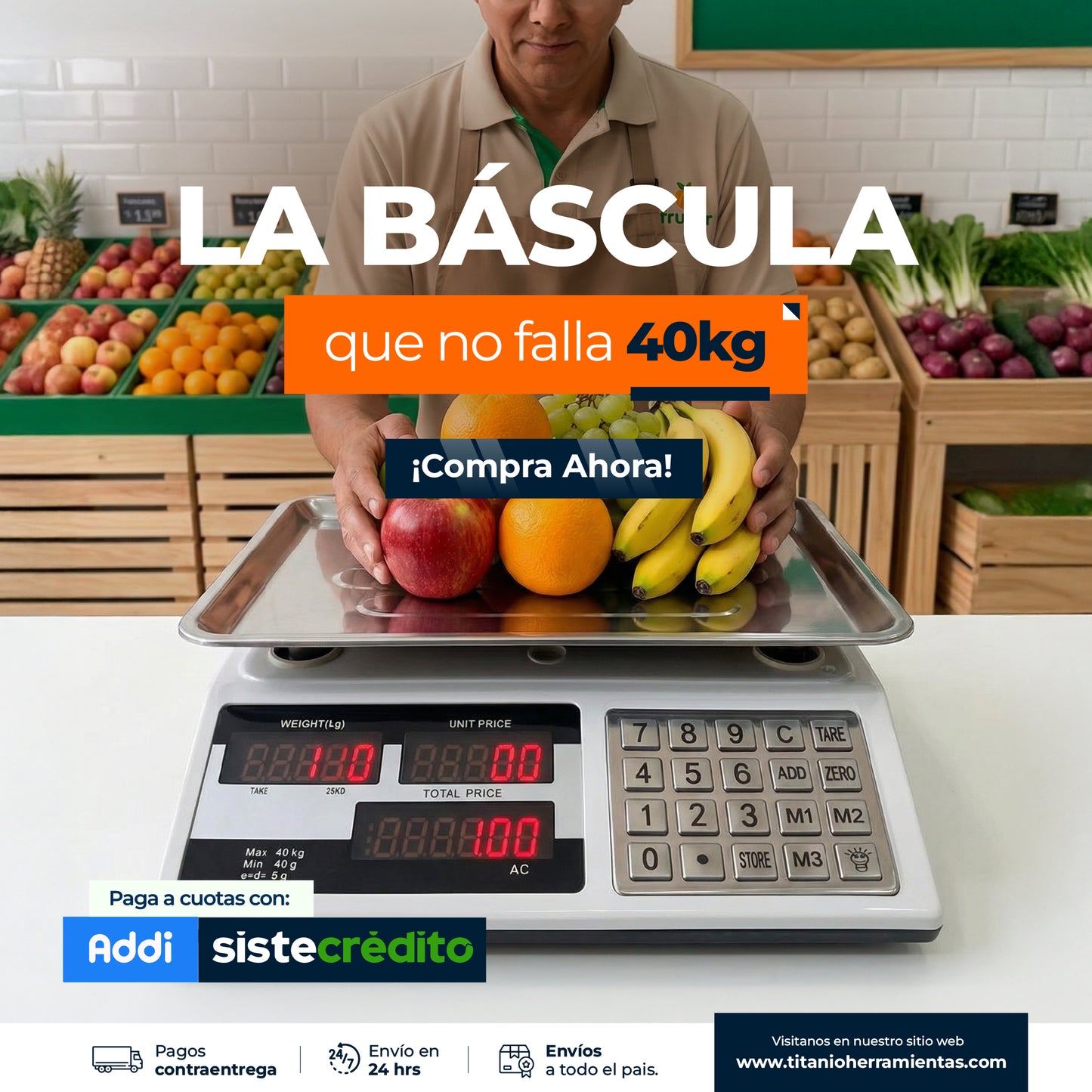 Bascula digital Inalámbrica de 40 Kg en Acero Inoxidable