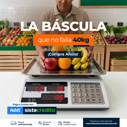 Bascula digital Inalámbrica de 40 Kg en Acero Inoxidable