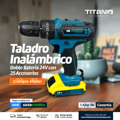 Taladro Inalámbrico Makita Doble Bateria 18v Con 25 Accesorios
