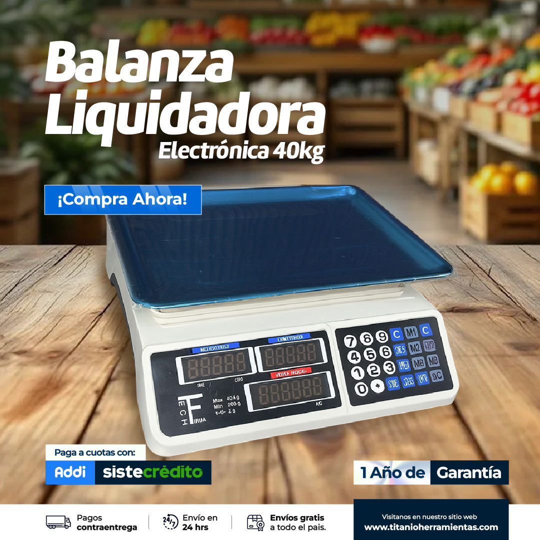 Balanza Liquidadora Electrónica 40kg Digital Gramo En Gramo