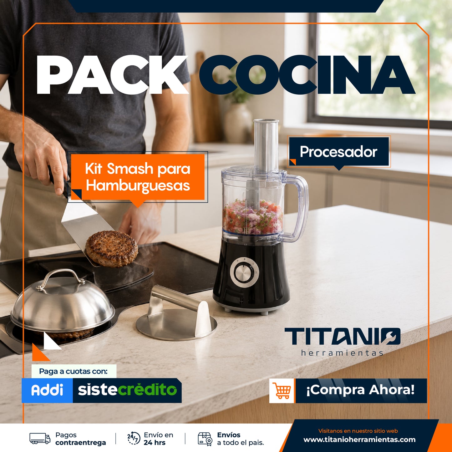 Combo Procesador de Alimentos + Kit para Hamburguesas