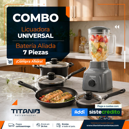 Combo UNIVERSAL  Licuadora + Batería de ollas 7 Piezas
