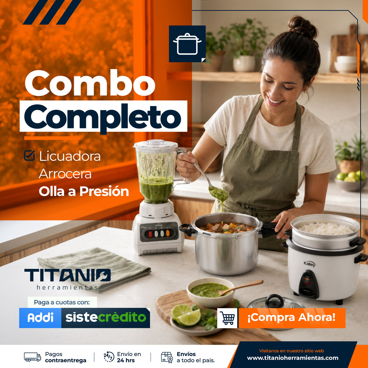 Super Combo Cocina: Licuadora + Arrocera + Olla a Presión