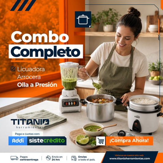 Super Combo Cocina: Licuadora + Arrocera + Olla a Presión