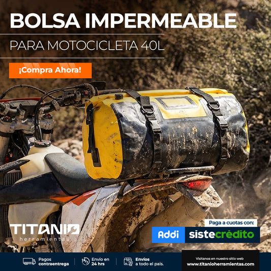 Bolsa de lona impermeable para moto de 40L