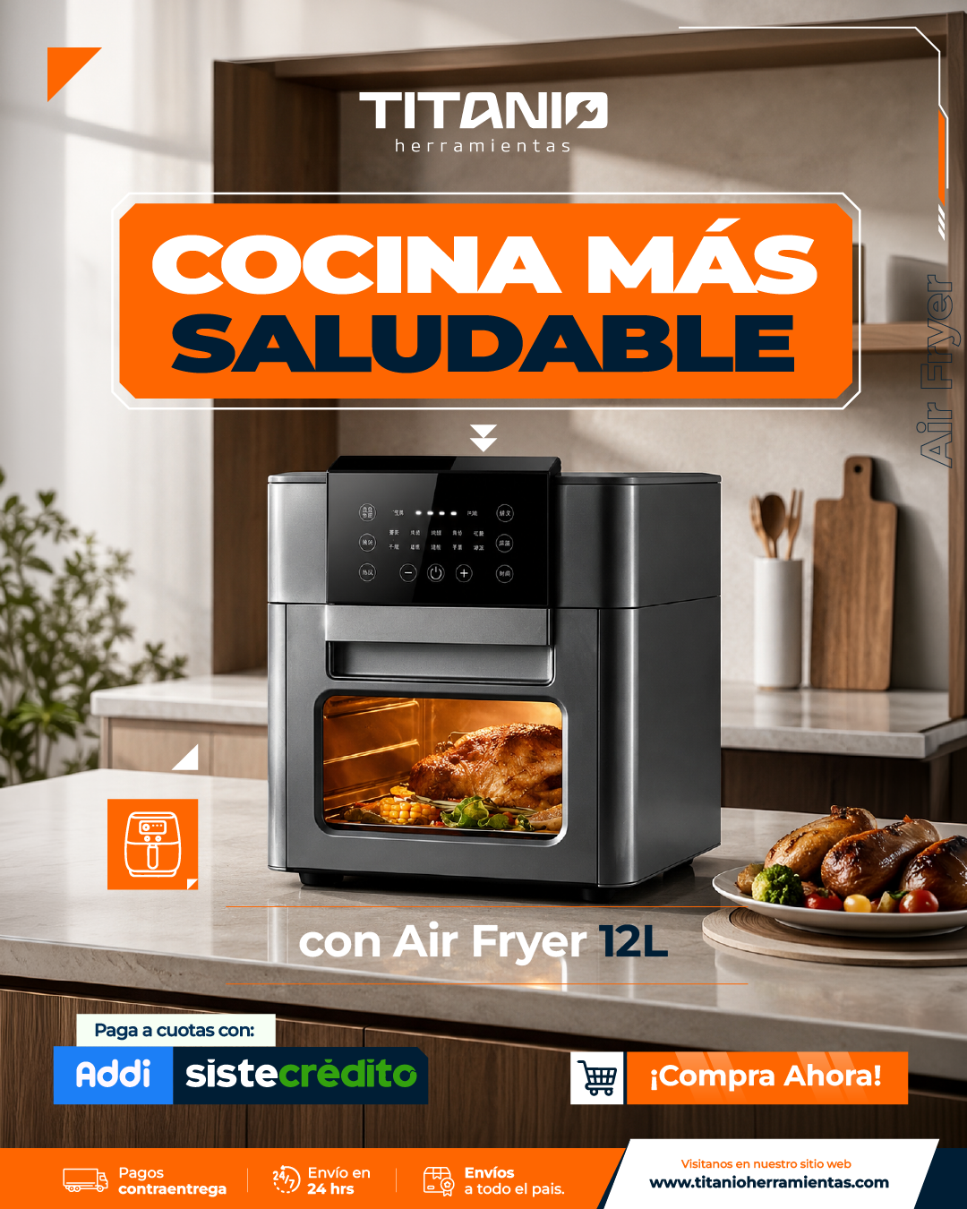 Freidora de Aire Digital 12 Litros - Horno Multifuncional