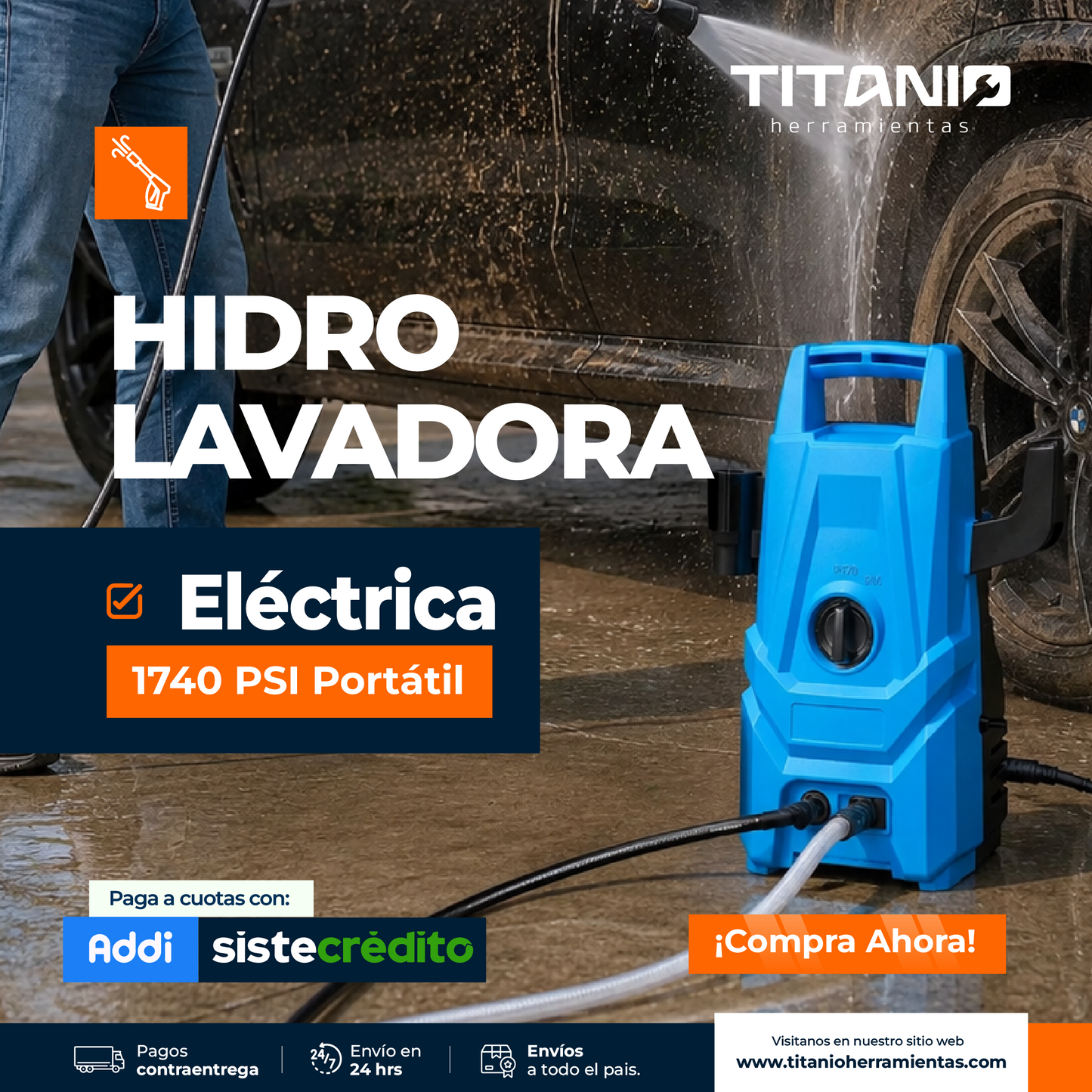 Hidrolavadora Portátil Eléctrica 1740 PSI
