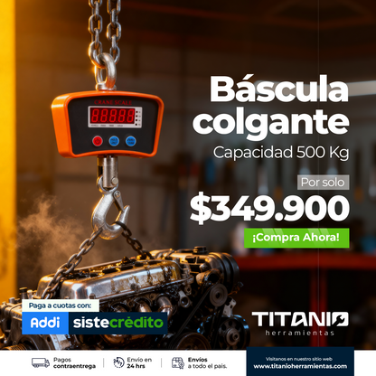 Dinamómetro Báscula de Colgar 500 KG - 1000 KG