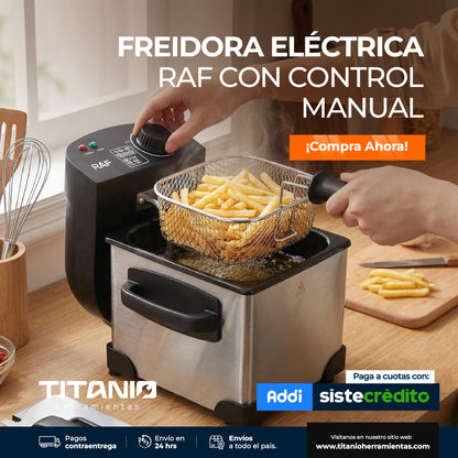Freidora Eléctrica RAF con control de temperatura