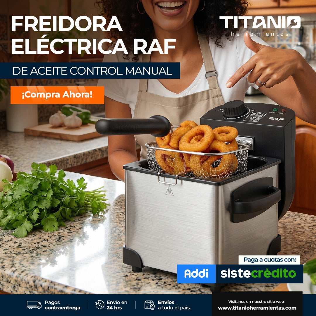 Freidora Eléctrica RAF con control de temperatura