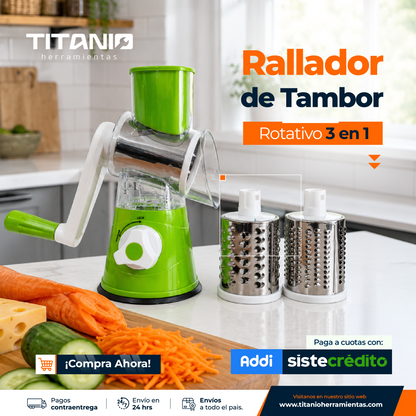 Rallador Rotativo de Tambor para Quesos, Verduras y Más