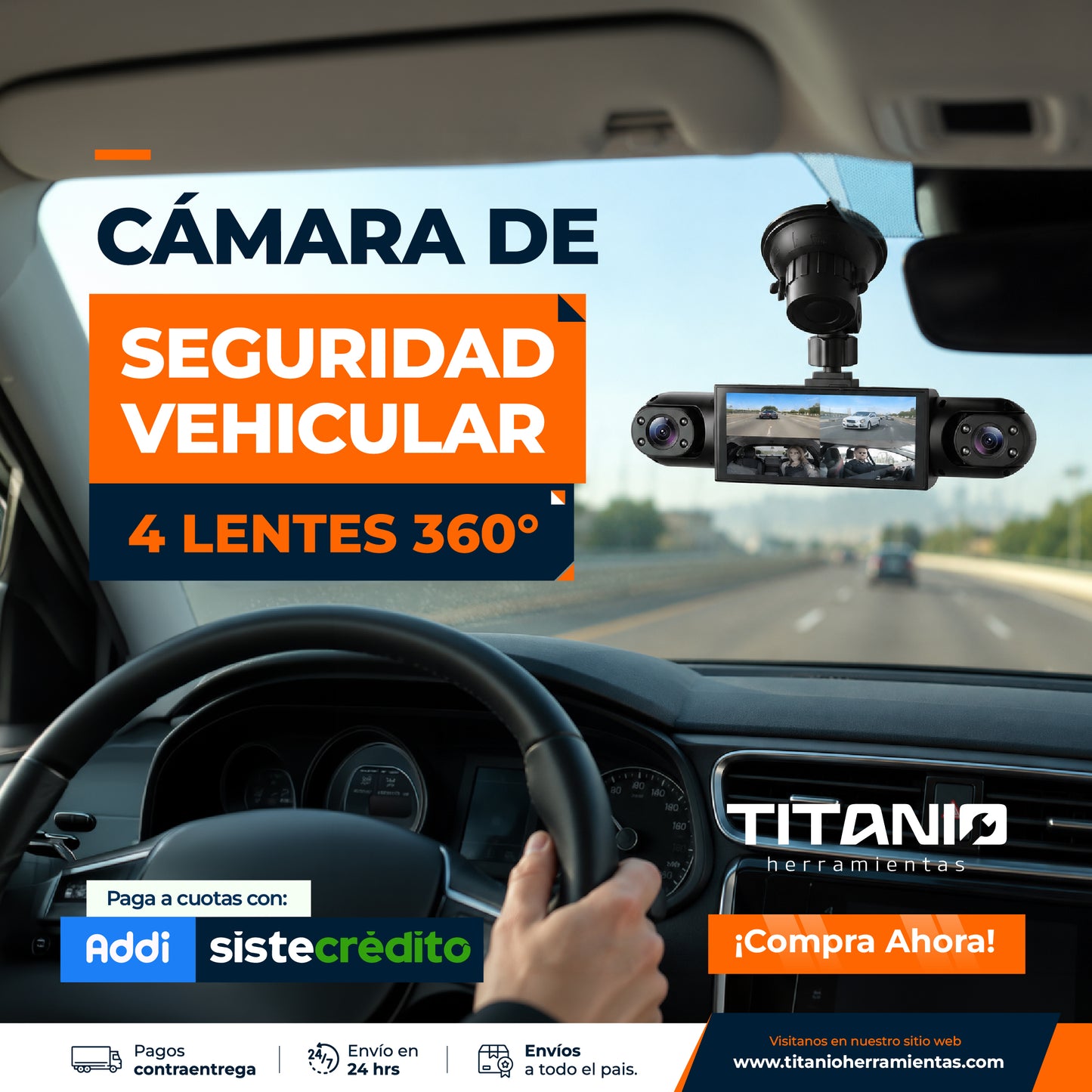 Cámara para auto 360 con Sensor de impacto