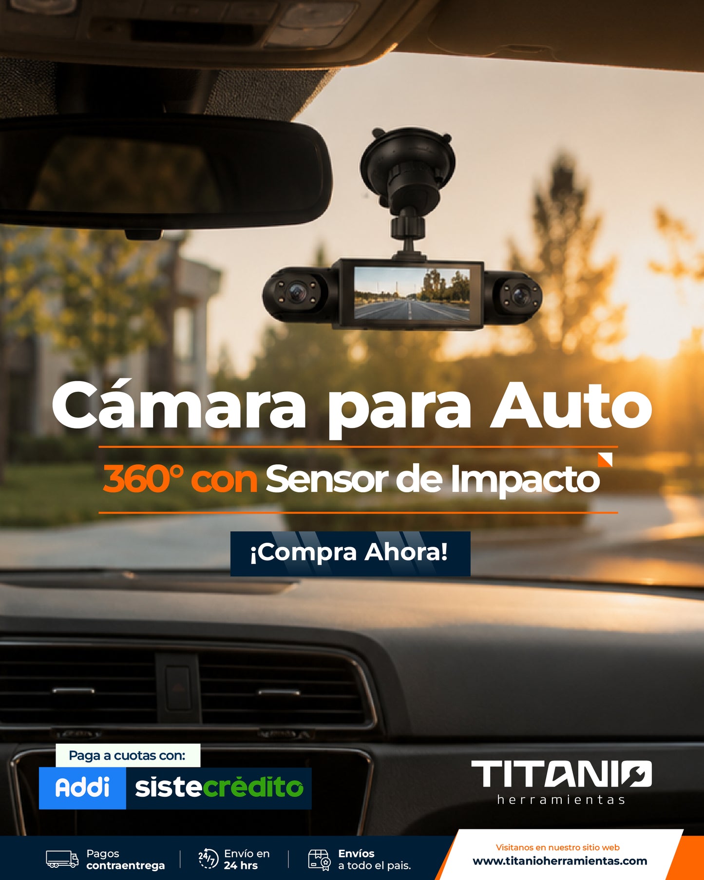 Cámara para auto 360 con Sensor de impacto