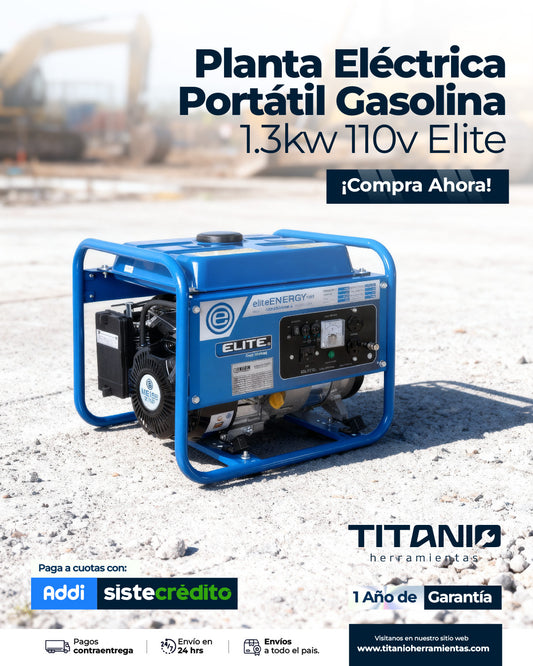 Planta Eléctrica Portátil Gasolina 1.3kw 110v Elite