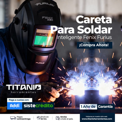 Careta Para Soldar Inteligente Fenix Furius Fw23 Color Negro Lisa