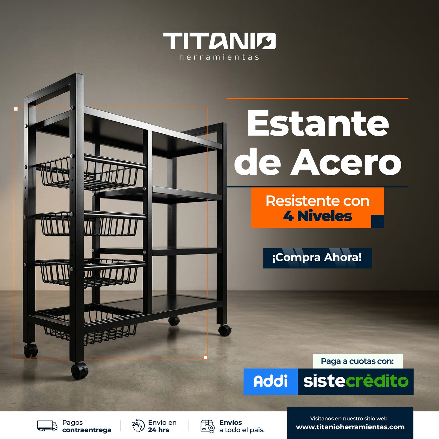 Estante Organizador de Acero 4 Secciones